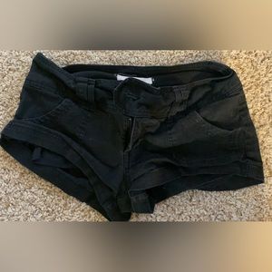 Black denim shorts